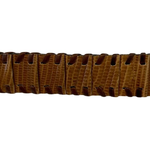 Mezlan Men's Brown Leather Lizard Skin Pattern Belt 38" - Picture 4 of 7